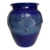 Large vintage vase in blue glazed ceramic