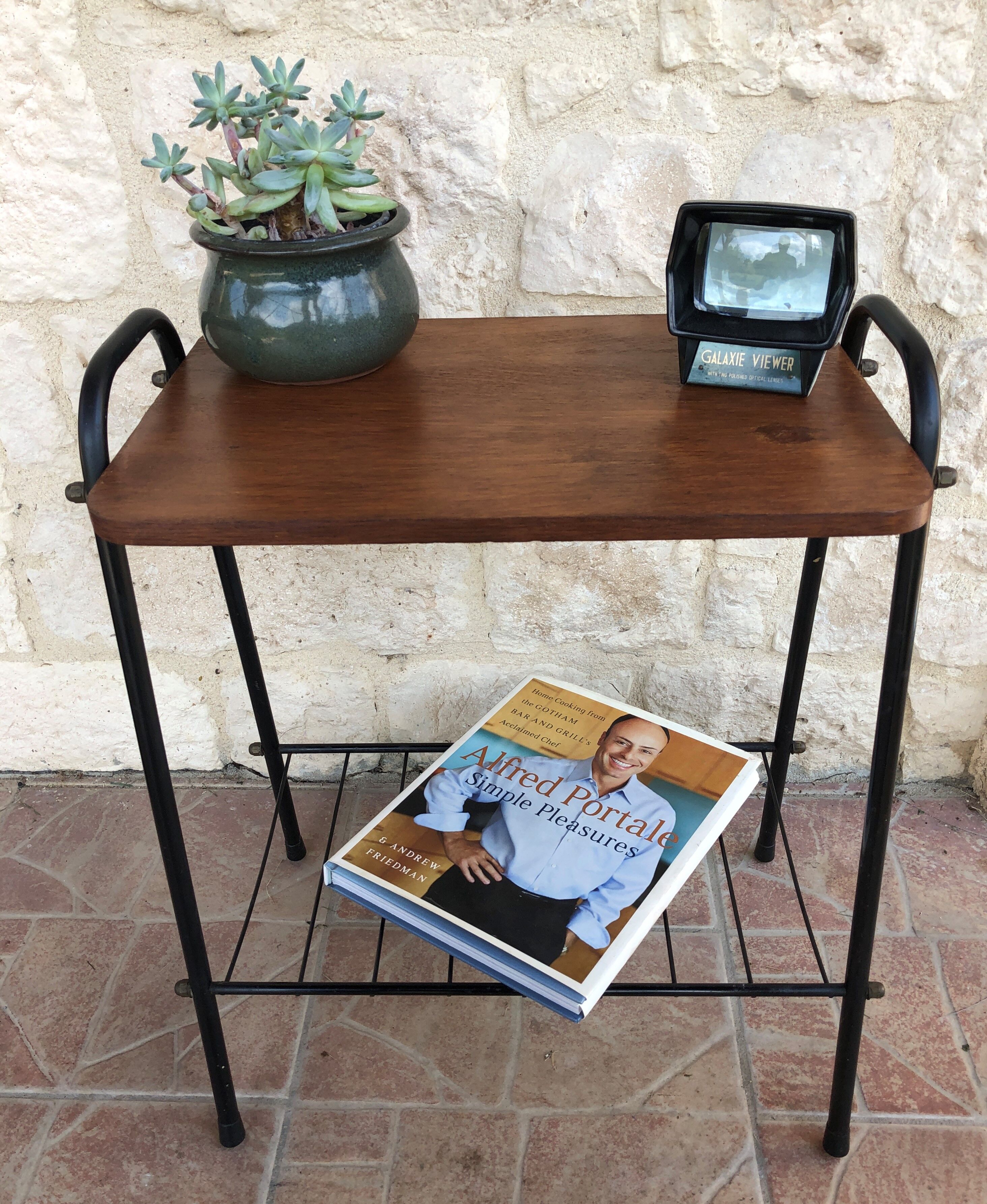 Vintage side table with magazines rack 1960