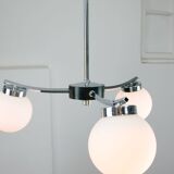 Mid-Century Italian Chrome and Opaline Chandelier