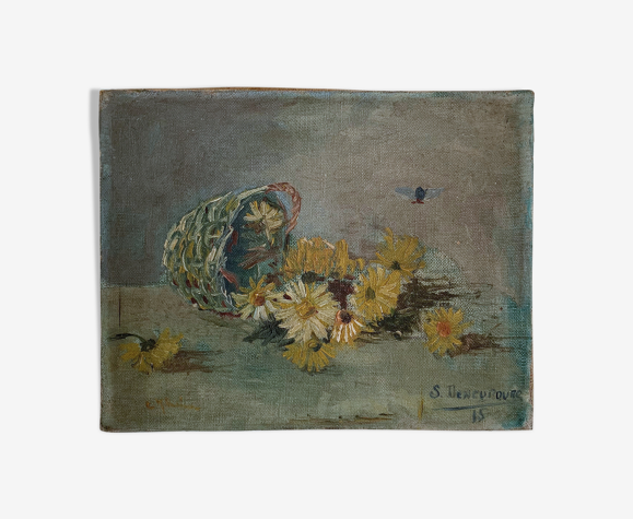 Tableau nature morte bouquet de marguerites