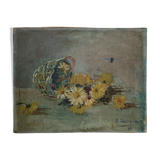 Ancient painting still life bouquet of daisies