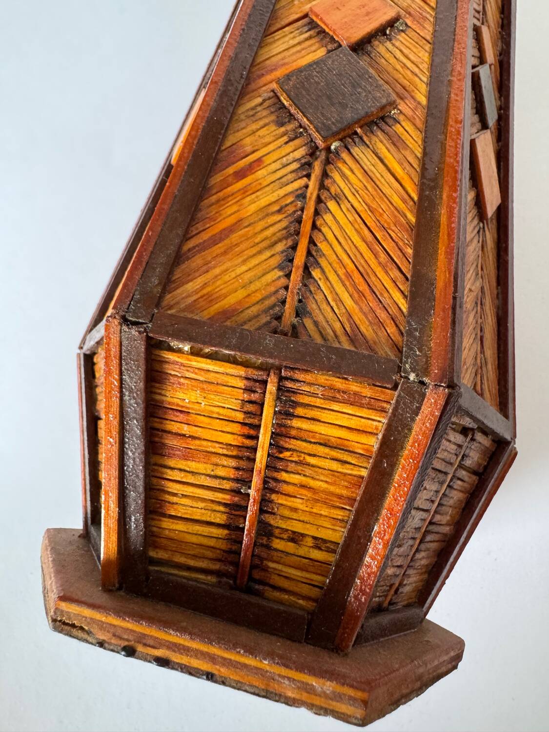 Vintage Mid Century Modern Handmade Tramp Art Matchstick & Geometric W