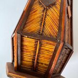 Vintage Mid Century Modern Handmade Tramp Art Matchstick & Geometric W