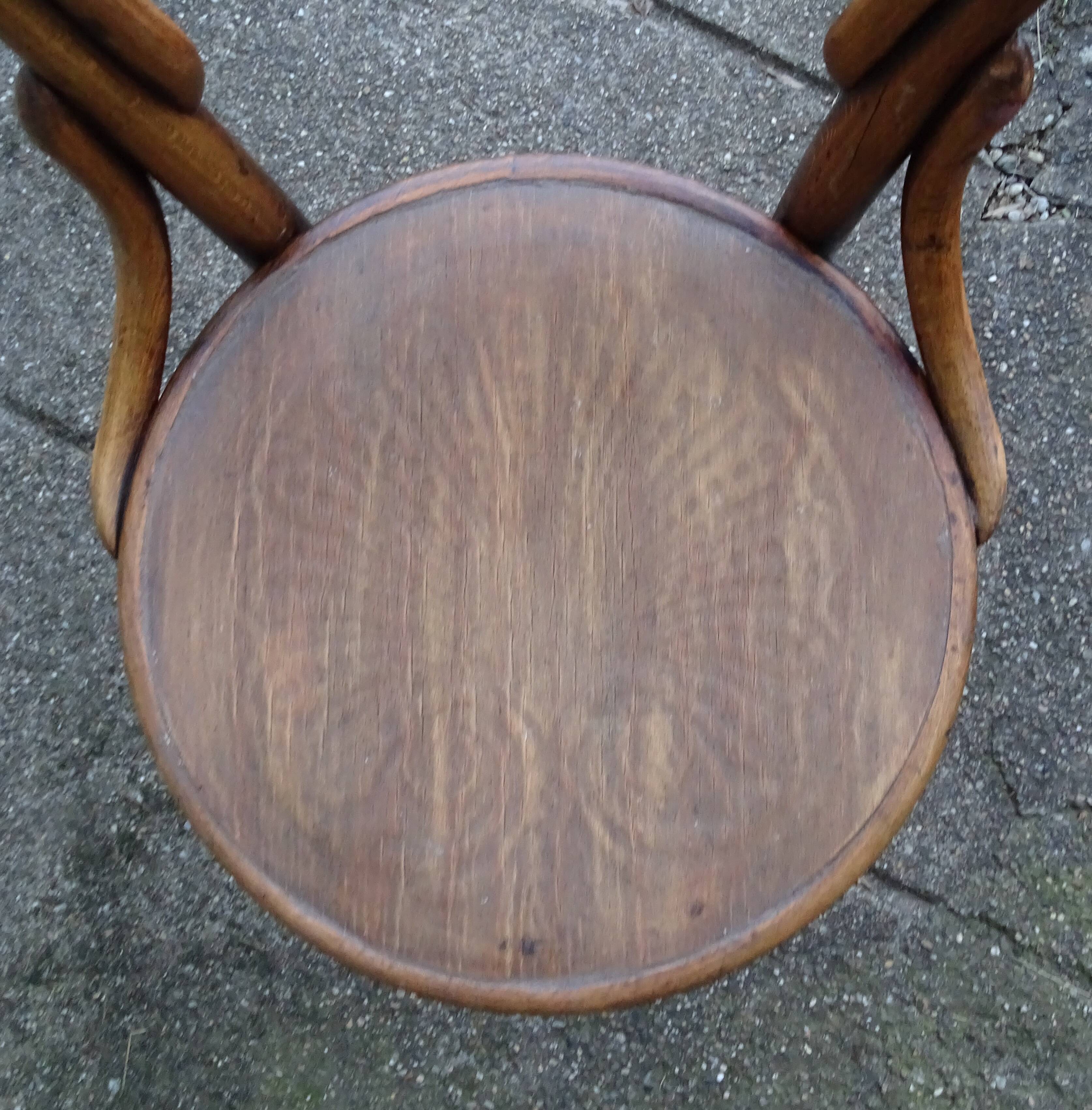2 Bistro chairs with wooden seats, circa 1890 by Joseph Hofmann, Austria