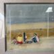 Pastel painting, family beach scene in Normandy signed Henri Reiter.