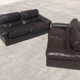 Pair of leather sofas model "Petronio" by Tito Agnoli for Poltrona Frau 1970