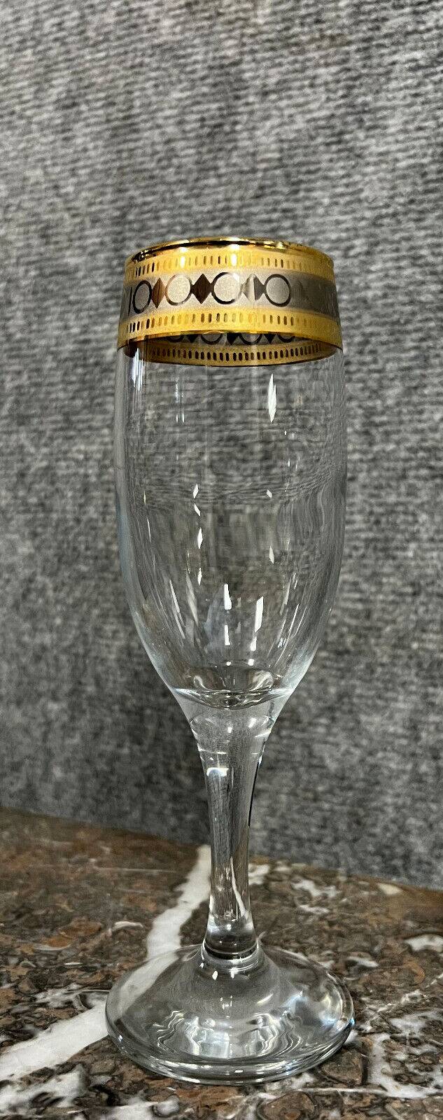 Venice 20th century: 6 Vintage Champagne flutes in crystal and gilding