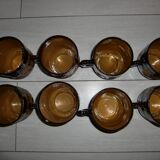 Set of 8 large enameled terracotta cups