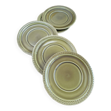 Set of 5 khaki Gien earthenware dessert plates