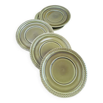 Set of 5 khaki Gien earthenware dessert plates