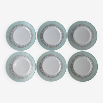 6 assiettes plates Arcopal pour Esso, années 80, diamètre 19,5 cm