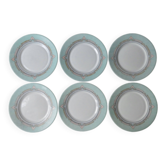6 assiettes plates Arcopal pour Esso, années 80, diamètre 19,5 cm