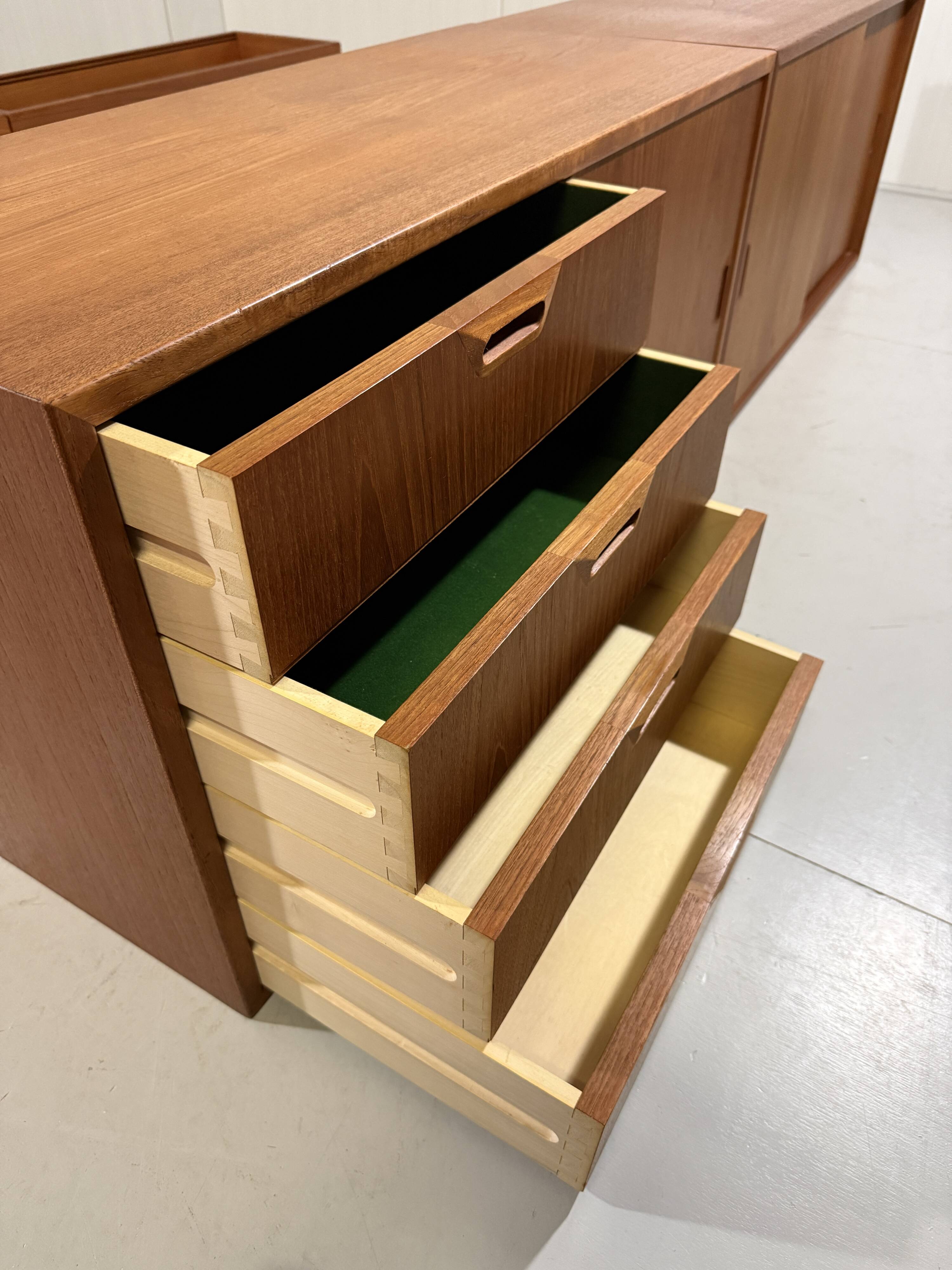 Teak wall system Sven Ellekaer Albert Hansen Denmark 1960s