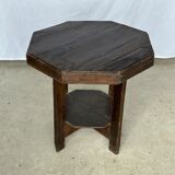 Pedestal table or small octagonal side table quadripod base with modernist spacer