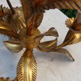 Hans Kogl palm tree chandelier in gilded metal, 3-light palm tree
