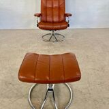 Vintage retro Ekornes Stressless reclining lounge chair & stool 1960s