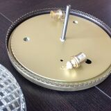 Round ceiling lamp in structured glass art deco style 30s-40s