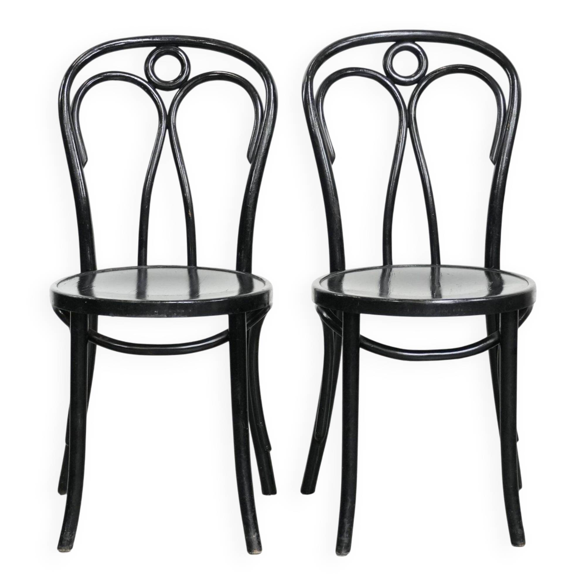 Set of 2 black vintage bistro chairs with an elegant design