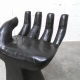 Tabouret, chaise en forme de main, noir et en bois sculpté