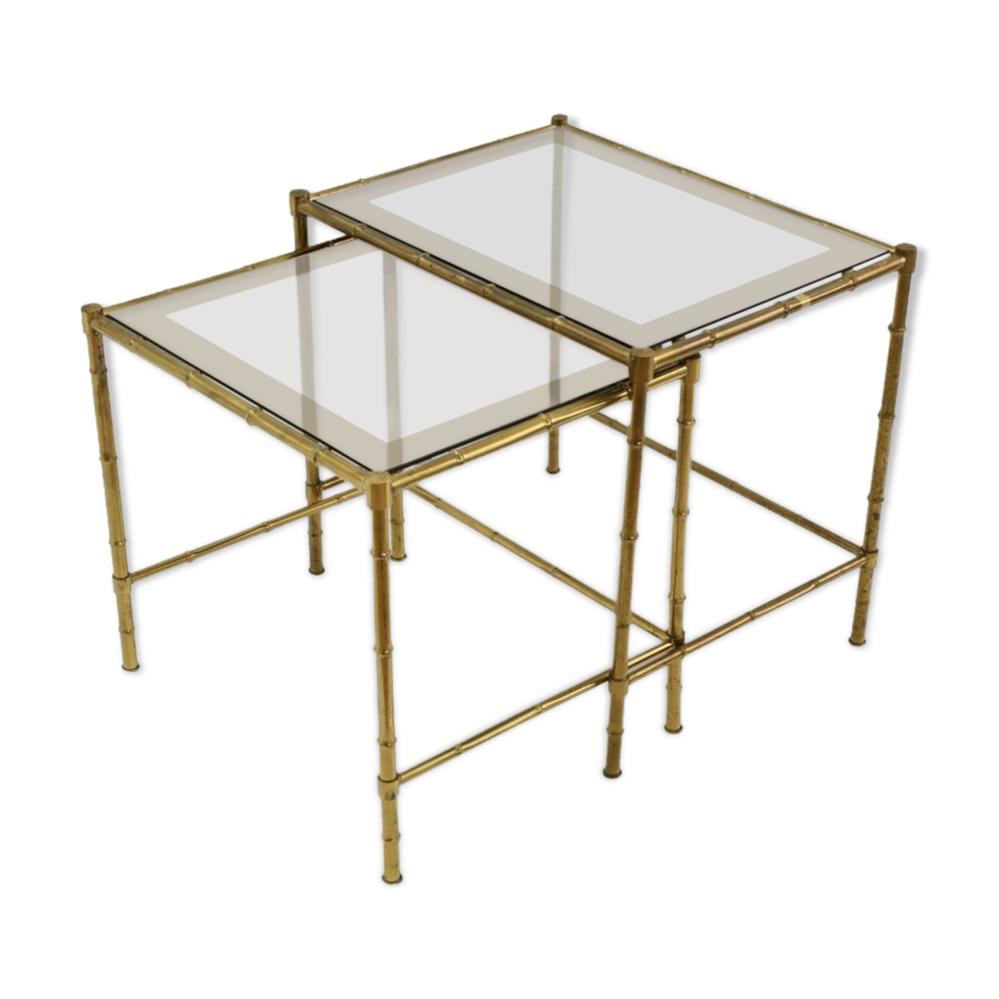 Brass and smoked glass tables