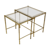 Brass and smoked glass tables