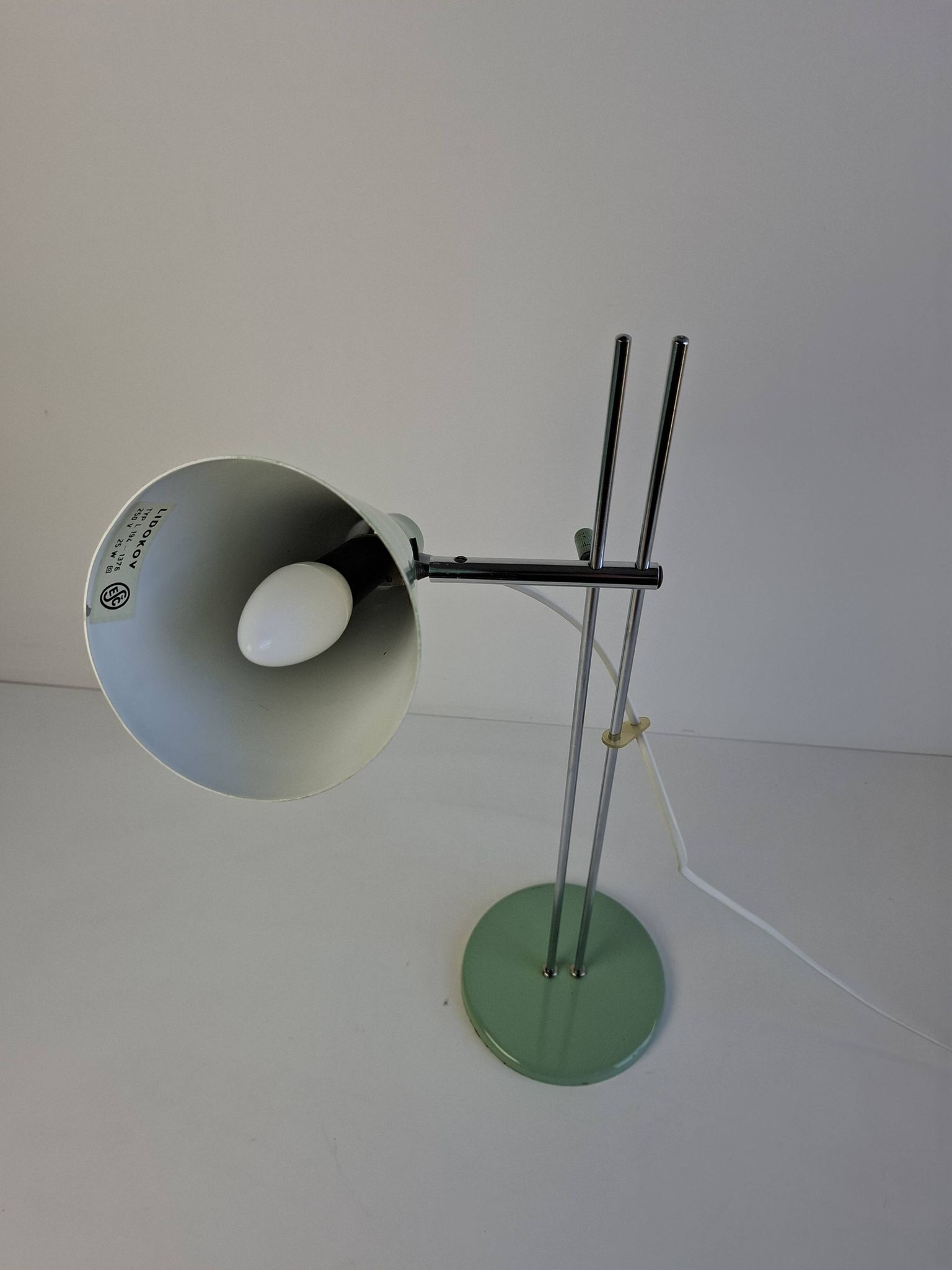 Josef Hůrka for Lidokov Midcentury Modern Table Lamp in Green Metal