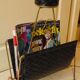 Free-standing ashtray with magazine holder