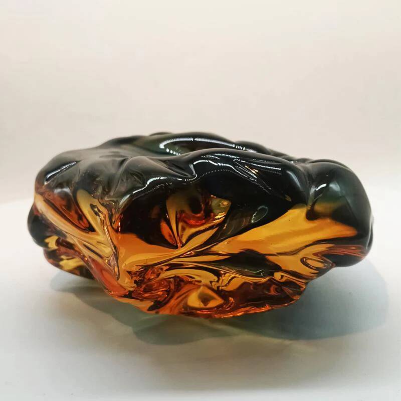 1950s large ashtray completely hand-blown and handcrafted in Murano glass, made in Italy - 18 cm