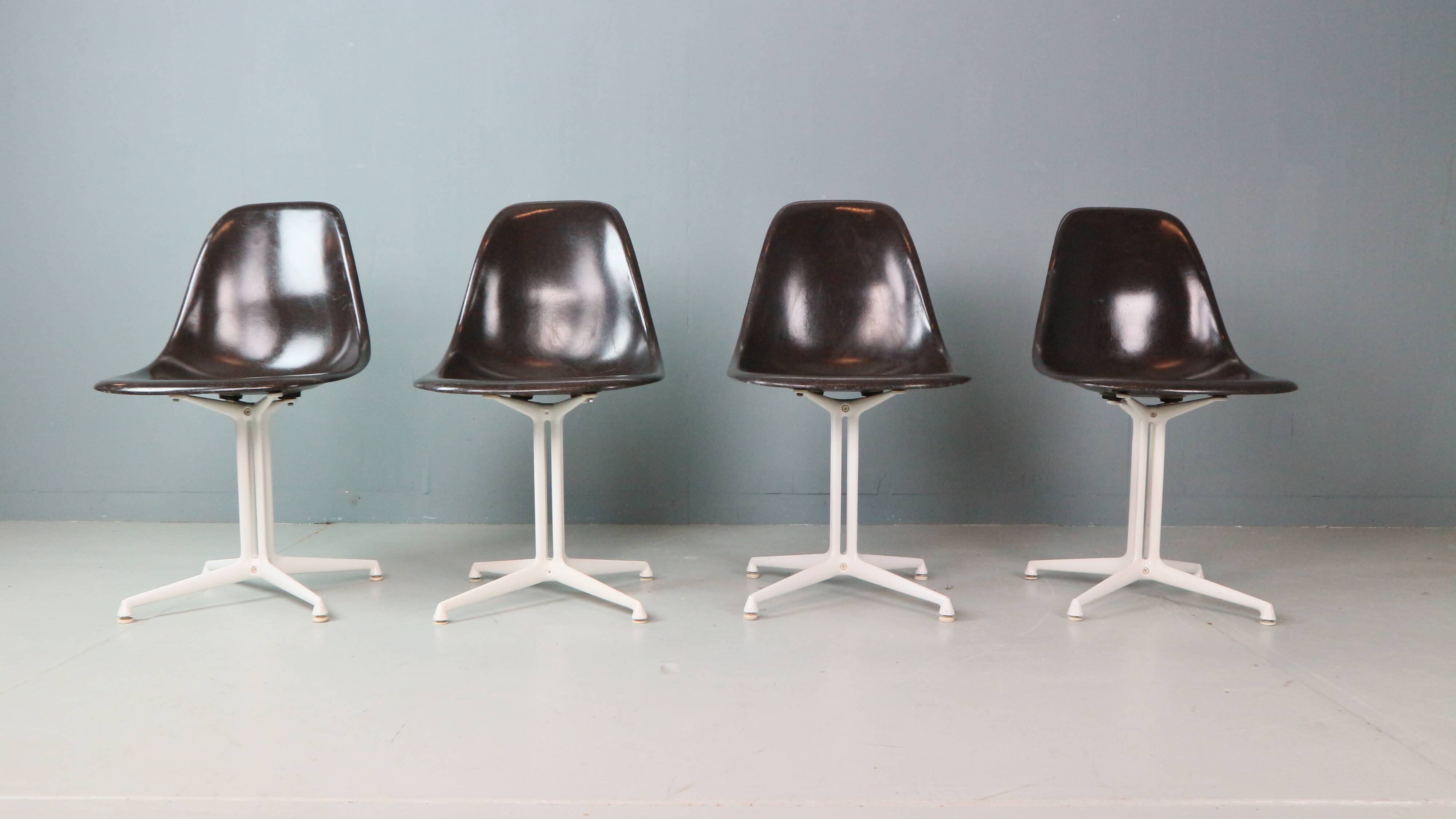 Charles & Ray Eames Set of 4 Off Black"La Fonda" Chairs for Herman Miller, 1960