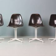 Charles & Ray Eames Set of 4 Off Black"La Fonda" Chairs for Herman Miller, 1960