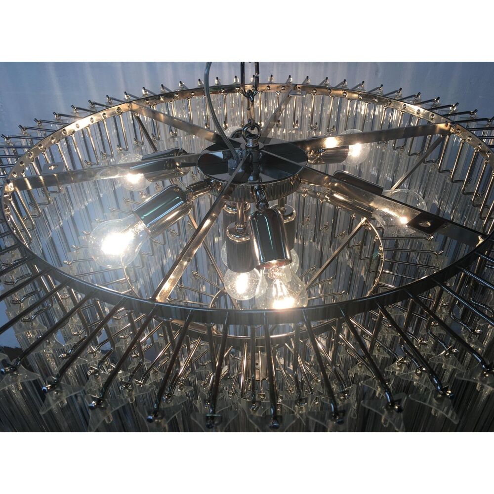 Clear triedro murano glass chandelier
