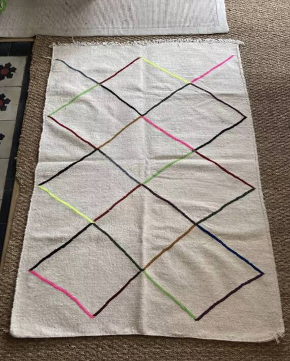 Moroccan diamond wool rug 140x100