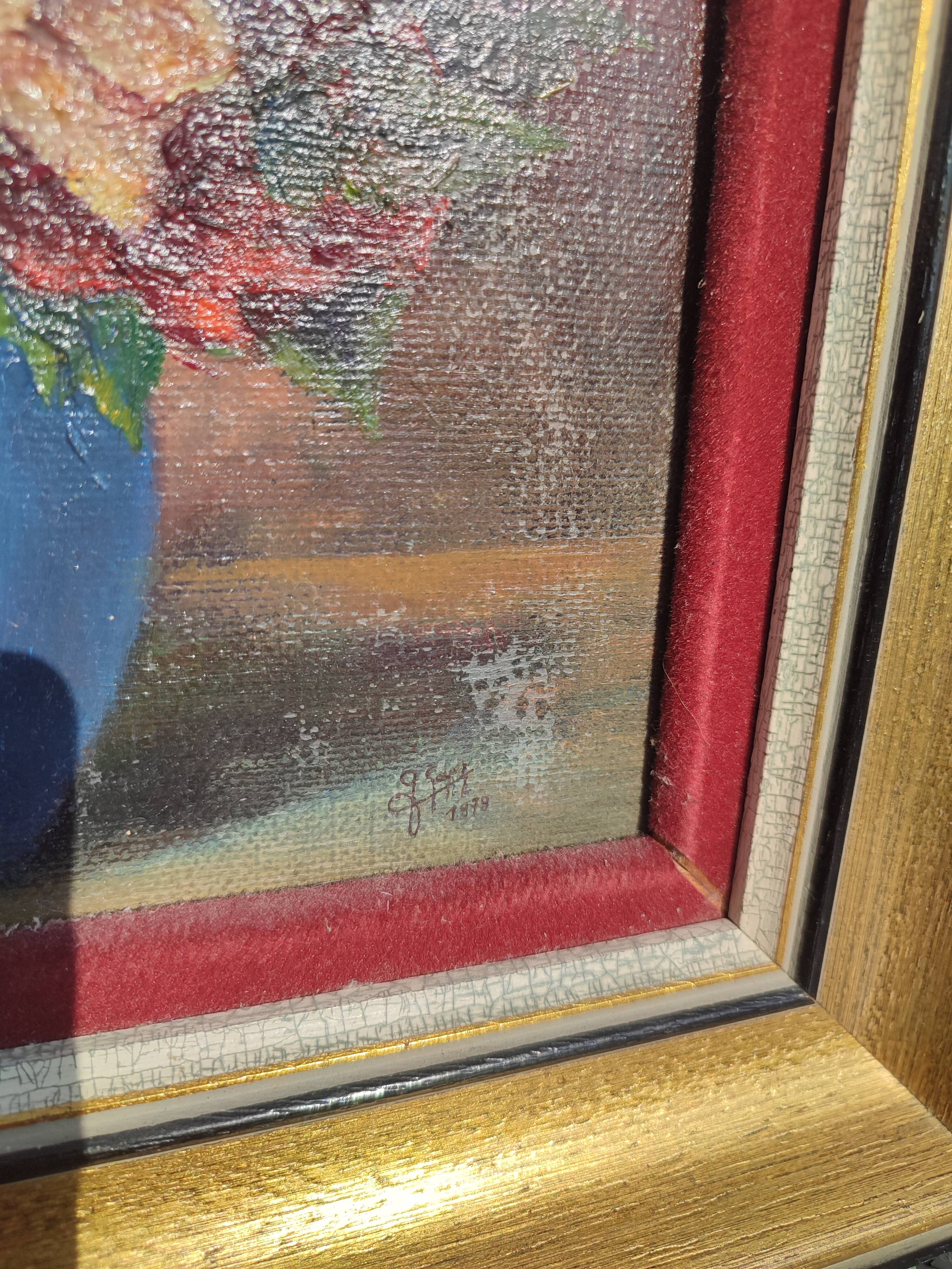 Old oil painting and gilded frame