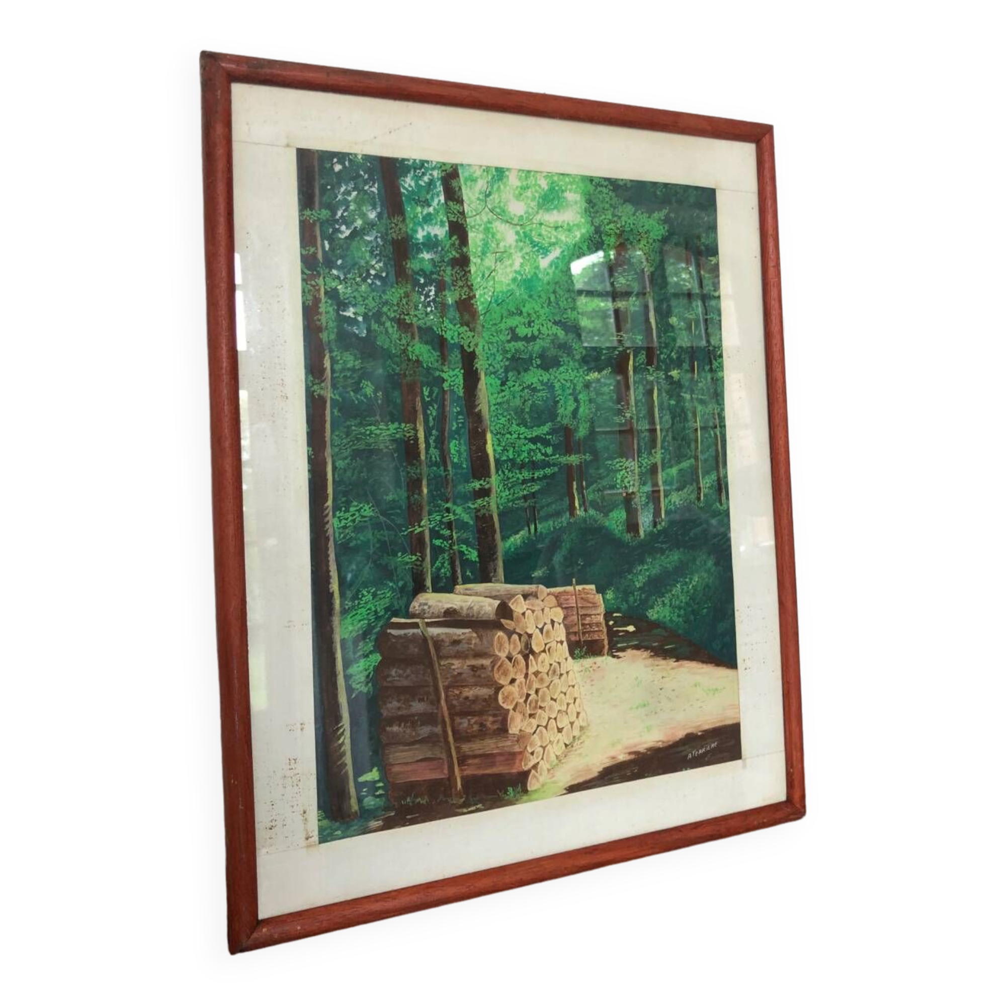 Framed drawing painting Forest