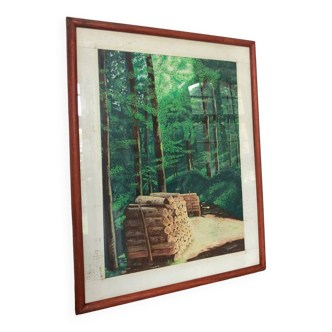 Framed drawing painting Forest