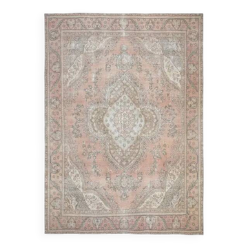 1970s Vintage Persian Handmade Wool Cotton Orange Area Rug 285x381