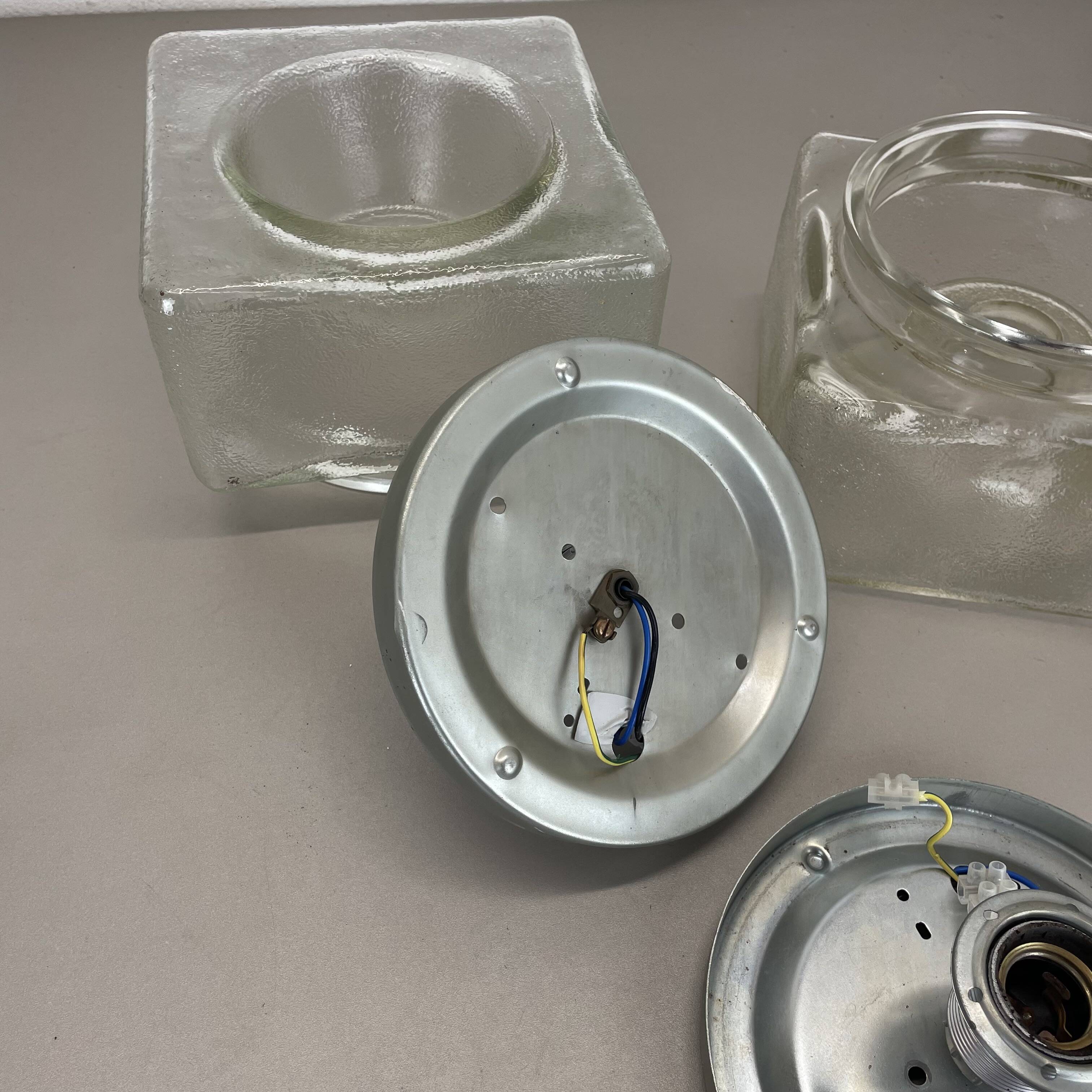 set of 2 CUBIC Ice Glass Ceiling Light, by J. T. Kalmar Lights, Austria