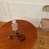 Round coffee table wood and metal, 70s