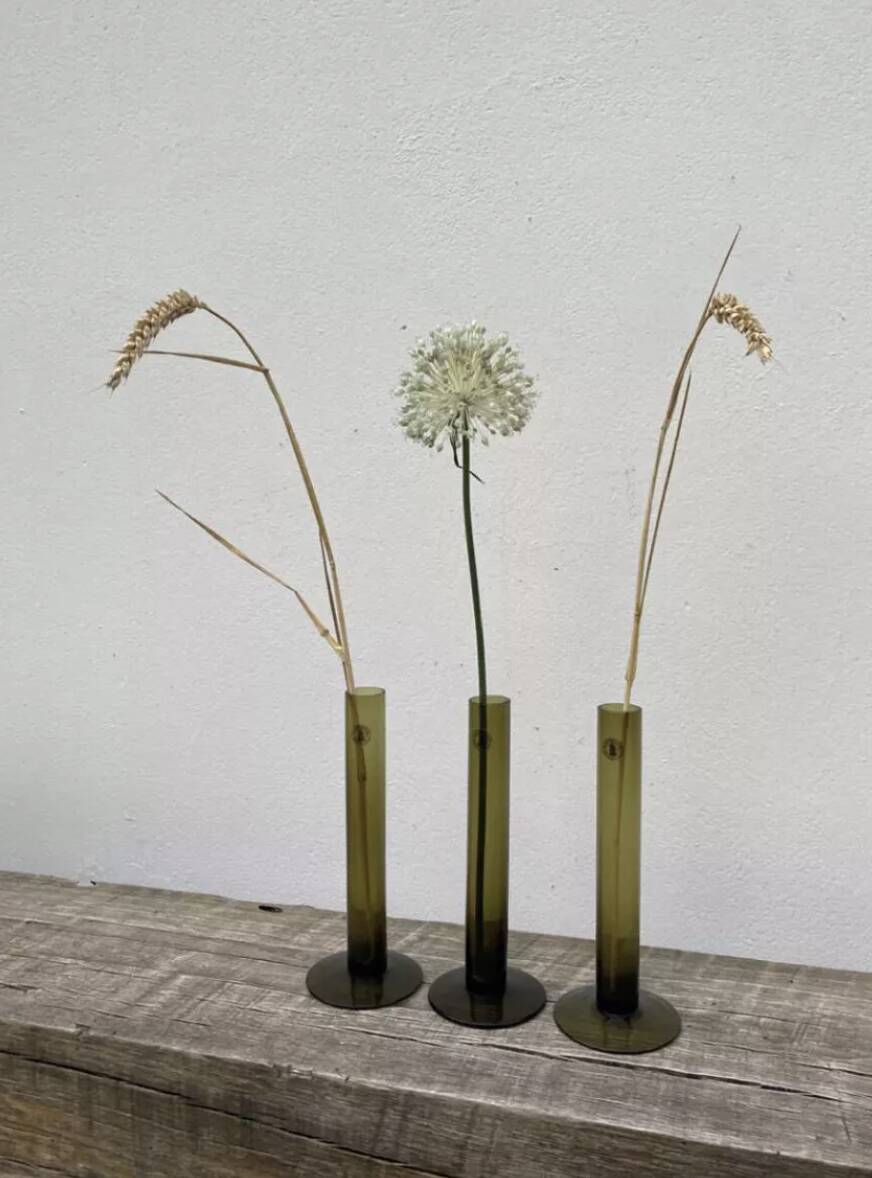 Green glass soliflores