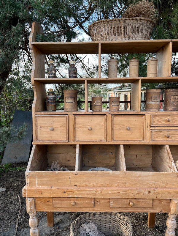 Ancien meuble grainetier, meuble de commerce