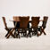 Brutalist oak dining set, set of 7.