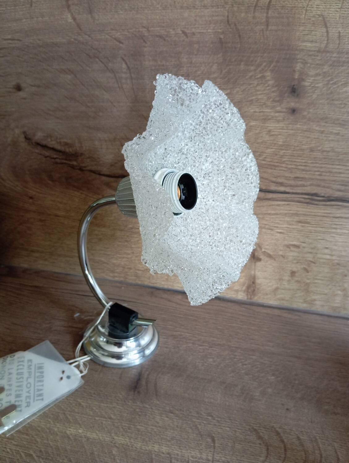 Vintage silver metal wall light and perpex corolla