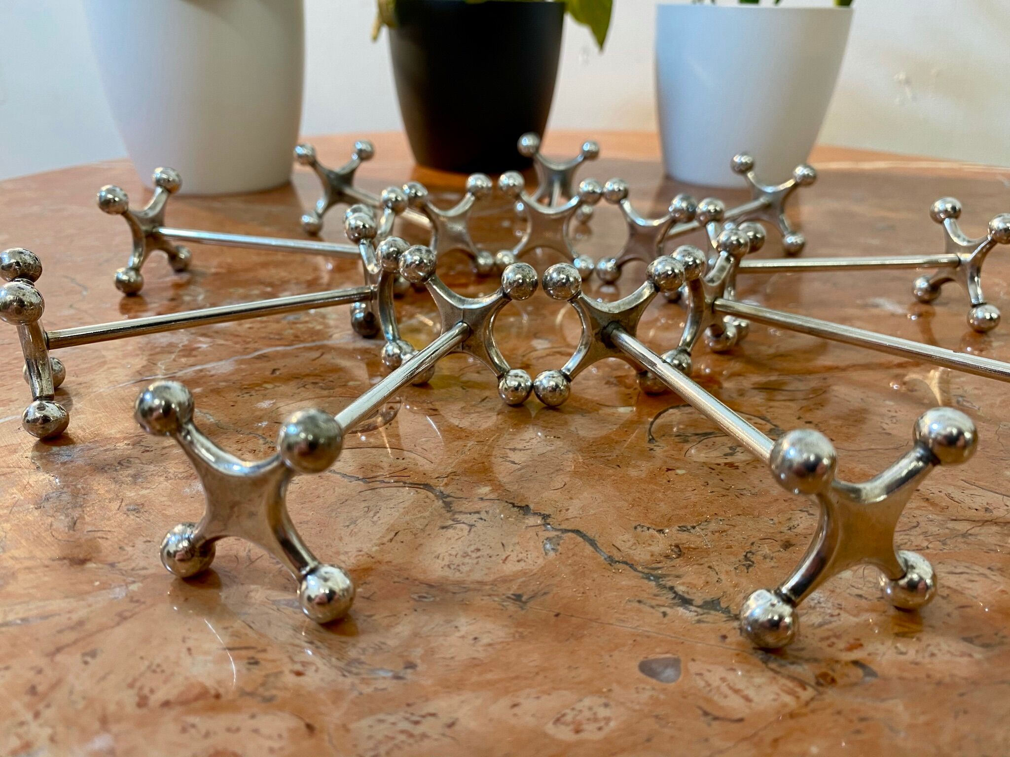 Lot of silver metal knife holders