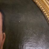 Ancien tableau hst portrait homme médaillon encadrement doré style louis xv
