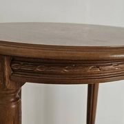 Antique marquetry side table in wood and cane.
