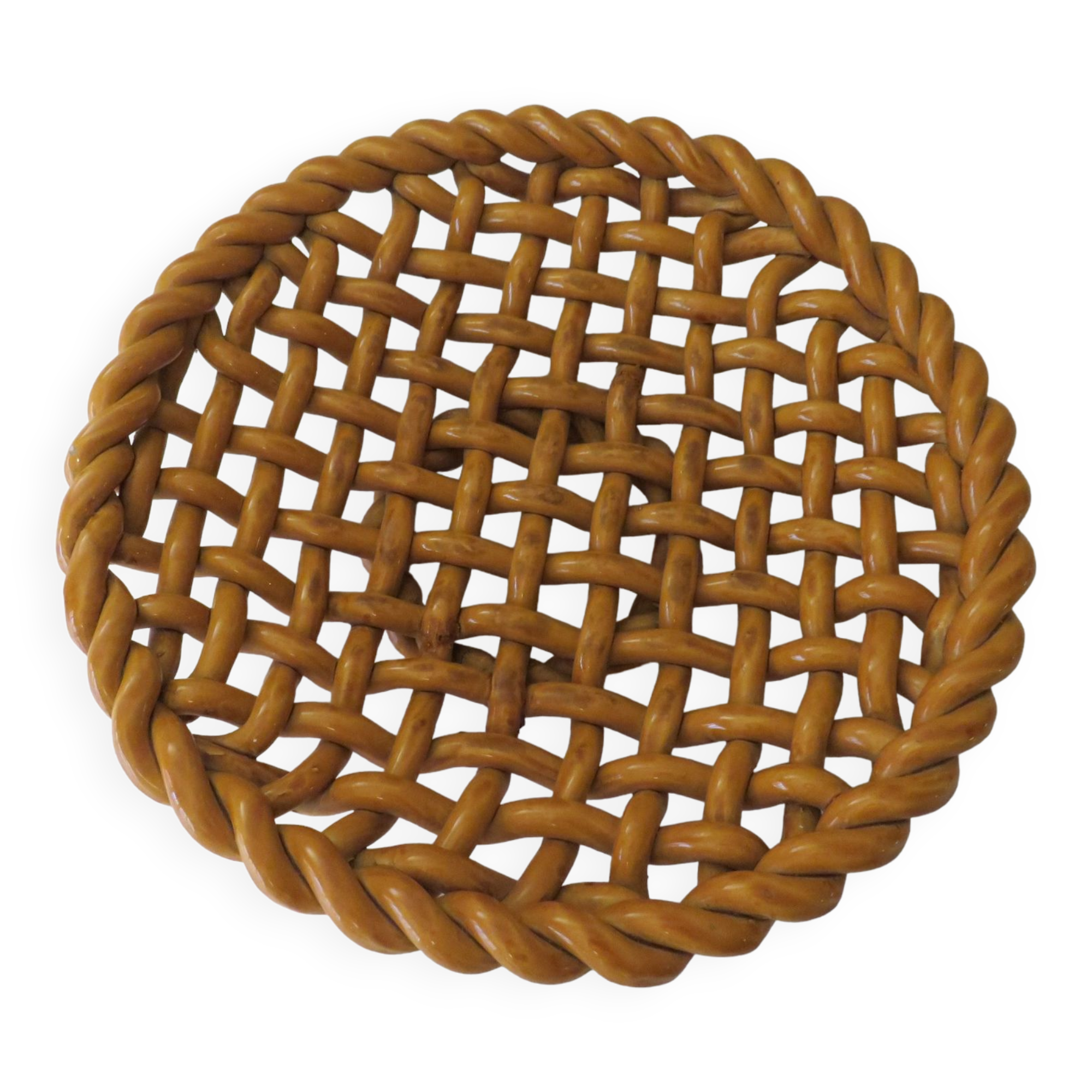 Woven ceramic fruit cup, early twentieth century