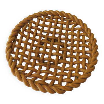 Woven ceramic fruit cup, early twentieth century