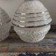 Pair of white, black and silver Art Deco wall lights