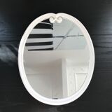 White metal oval mirror 49x39cm
