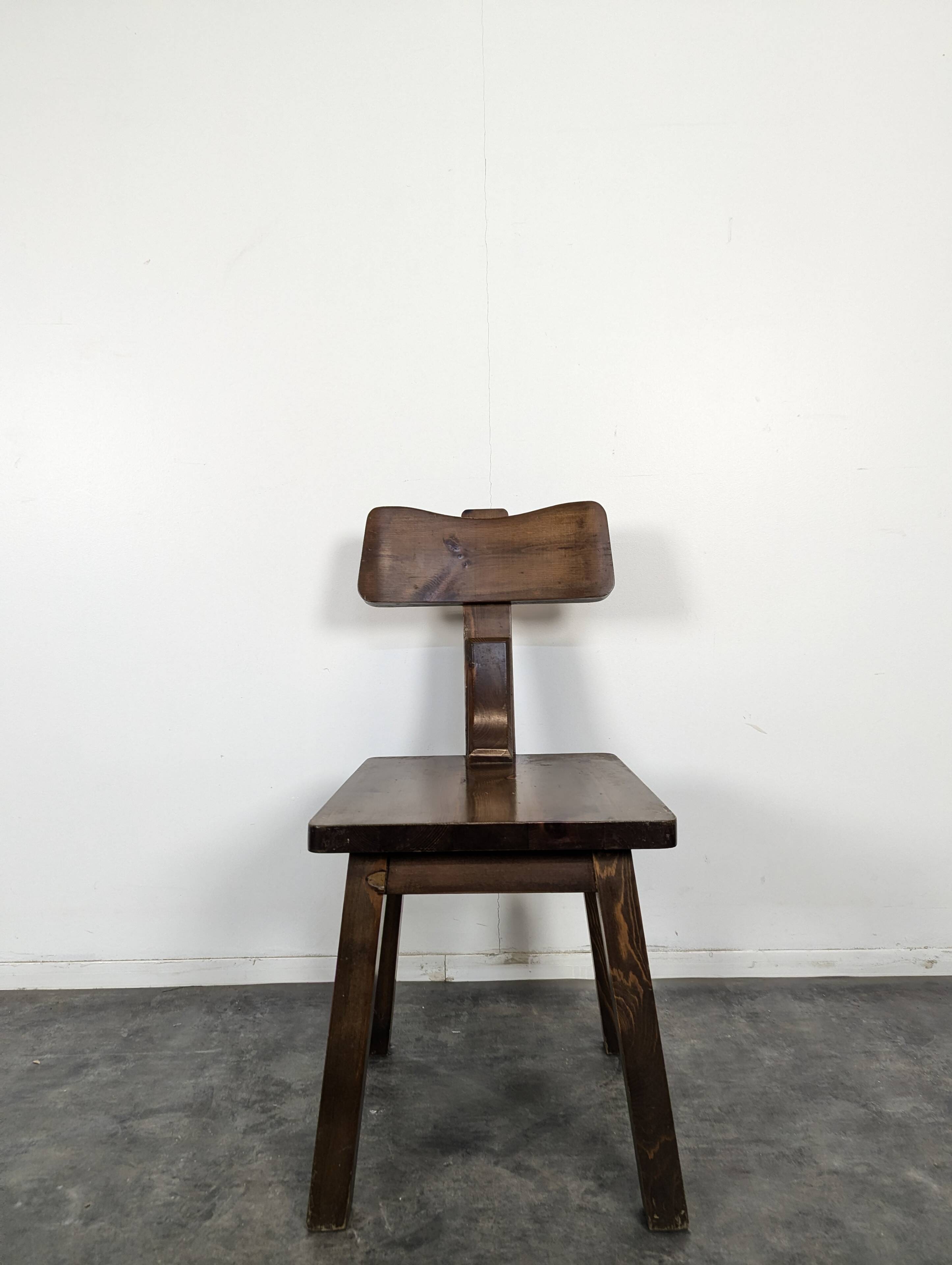 6 brutalist chairs in solid elm
